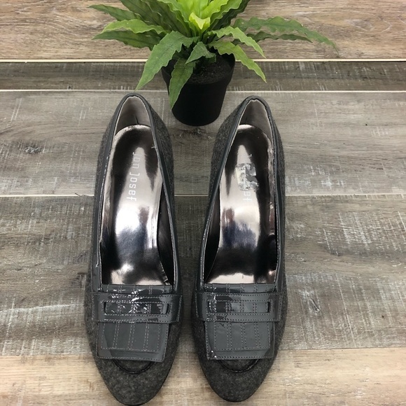 Jon Josef Gray Fabric Patent Leather Dress Pumps Size 8.5 - Picture 5 of 10